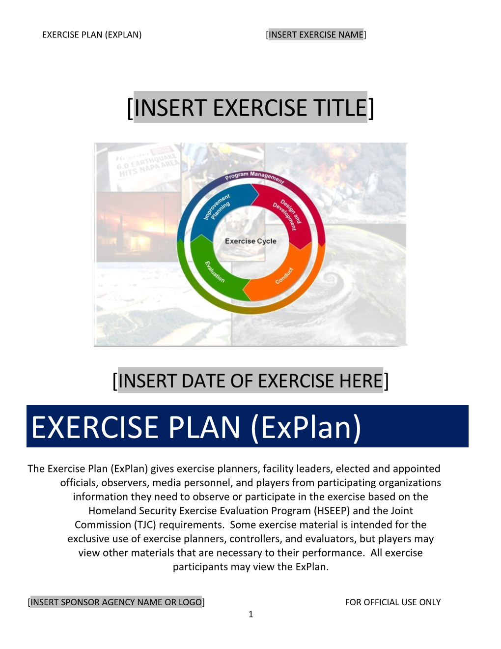 Exercise Plan (Explan) Insert Exercise Name