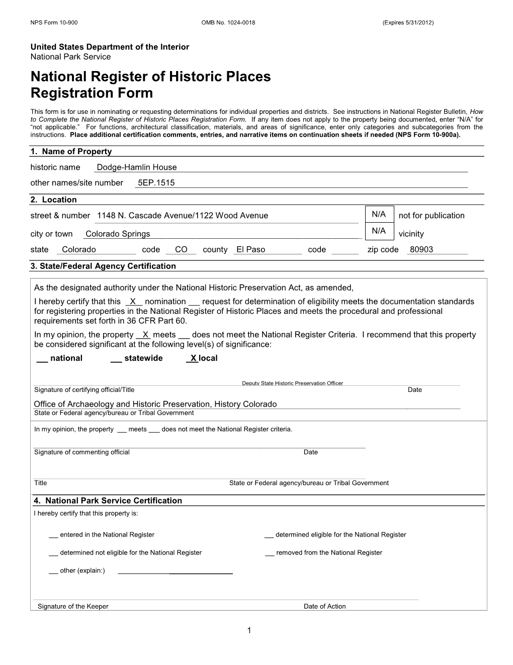 National Register of Historic Places Registration Form