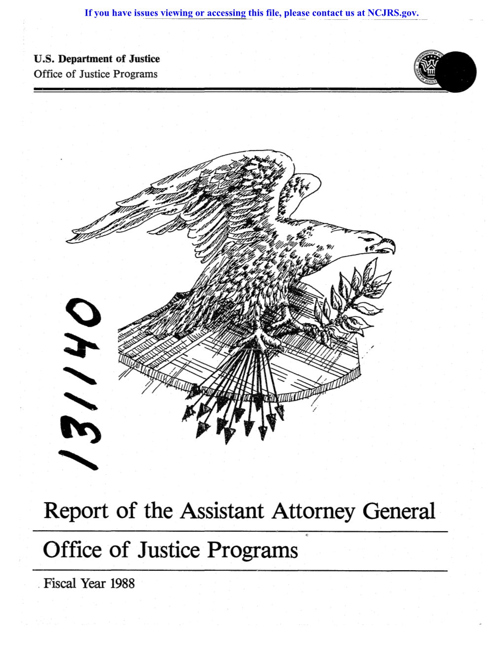 Report of the Assistant Attorney General Office of Justice Programs
