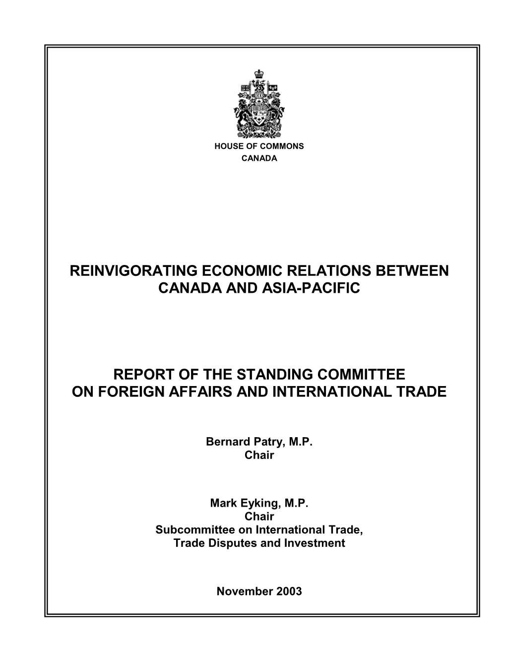 Reinvigorating Economic Relations Between Canada and Asia-Pacific