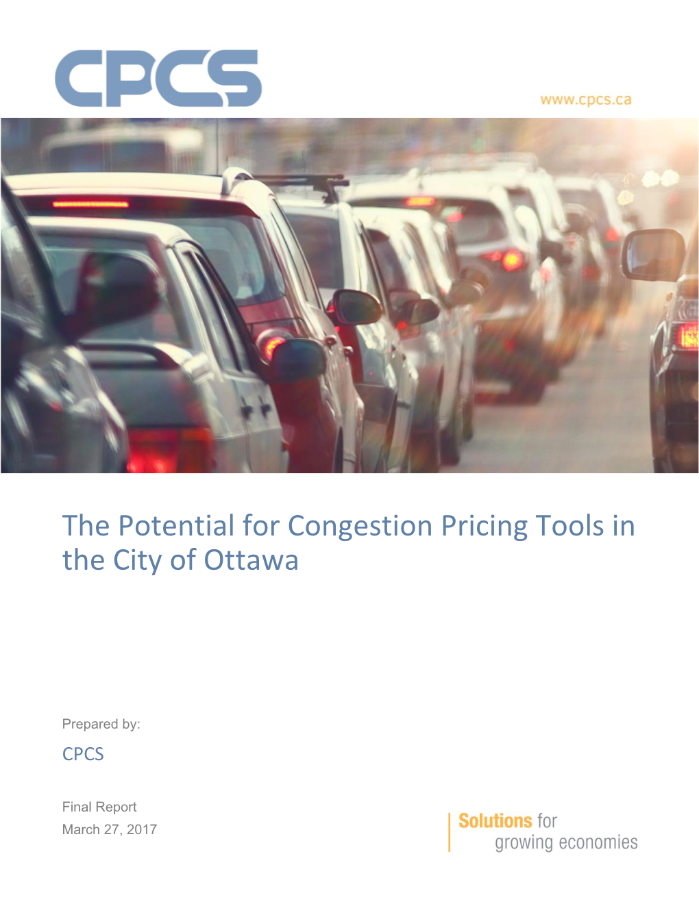 The Potential for Congestion Pricing Tools in the City of Ottawa