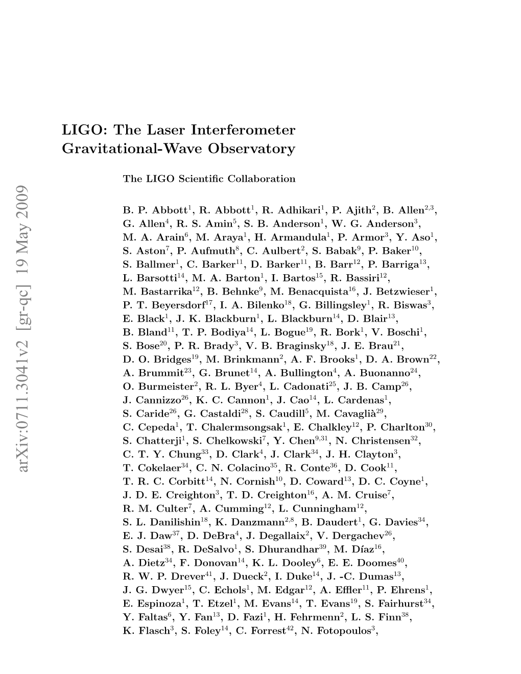 LIGO: the Laser Interferometer Gravitational-Wave Observatory