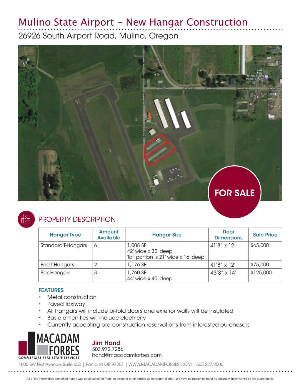 Mulino State Airport - New Hangar Construction 26926 South Airport Road, Mulino, Oregon