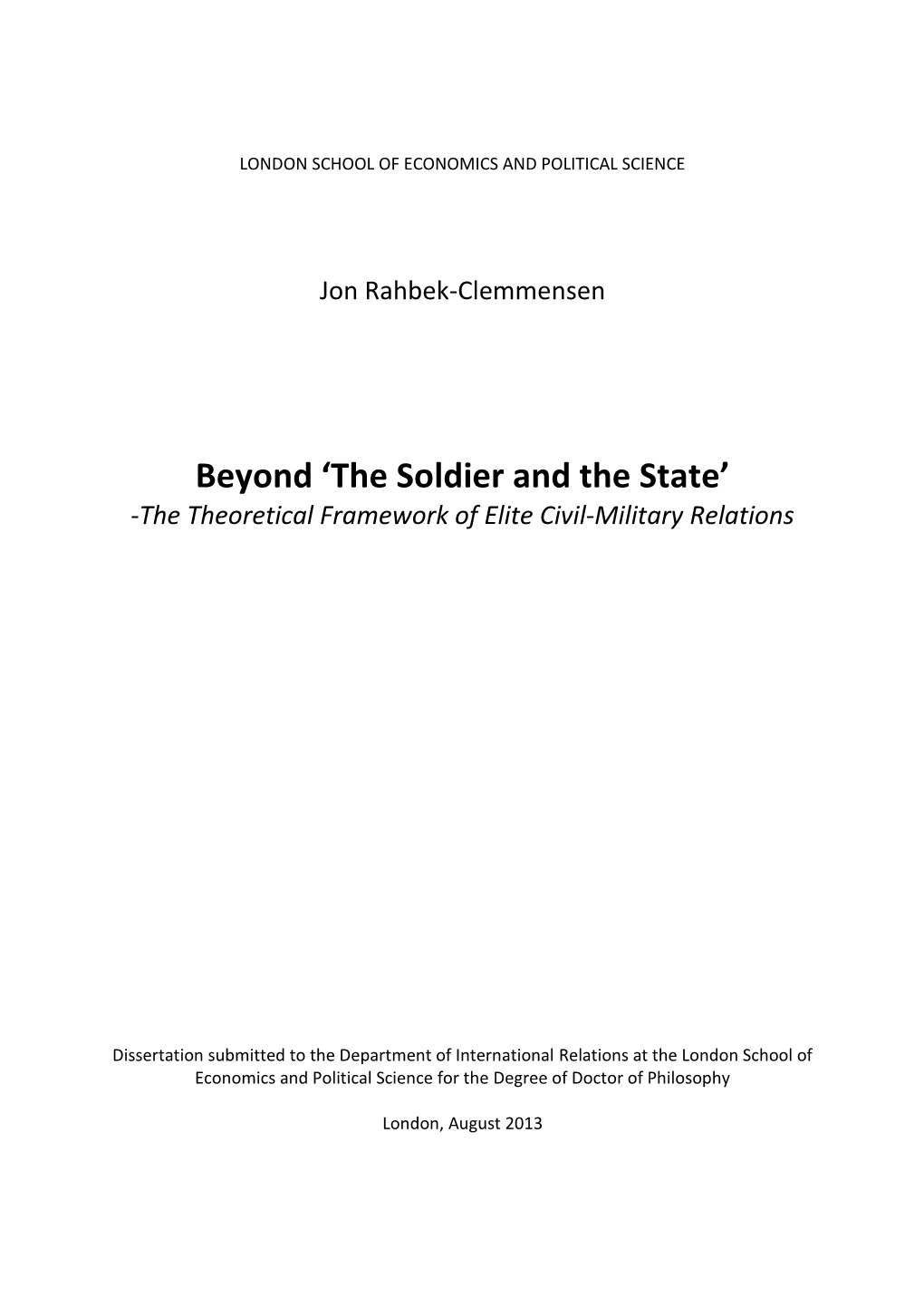 Beyond 'The Soldier and the State'