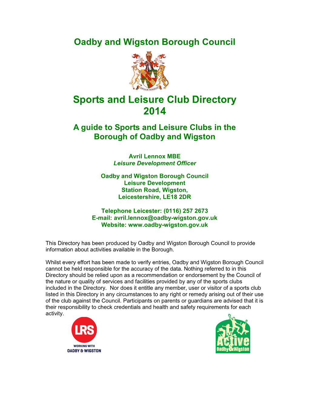Sports and Leisure Club Directory 2014