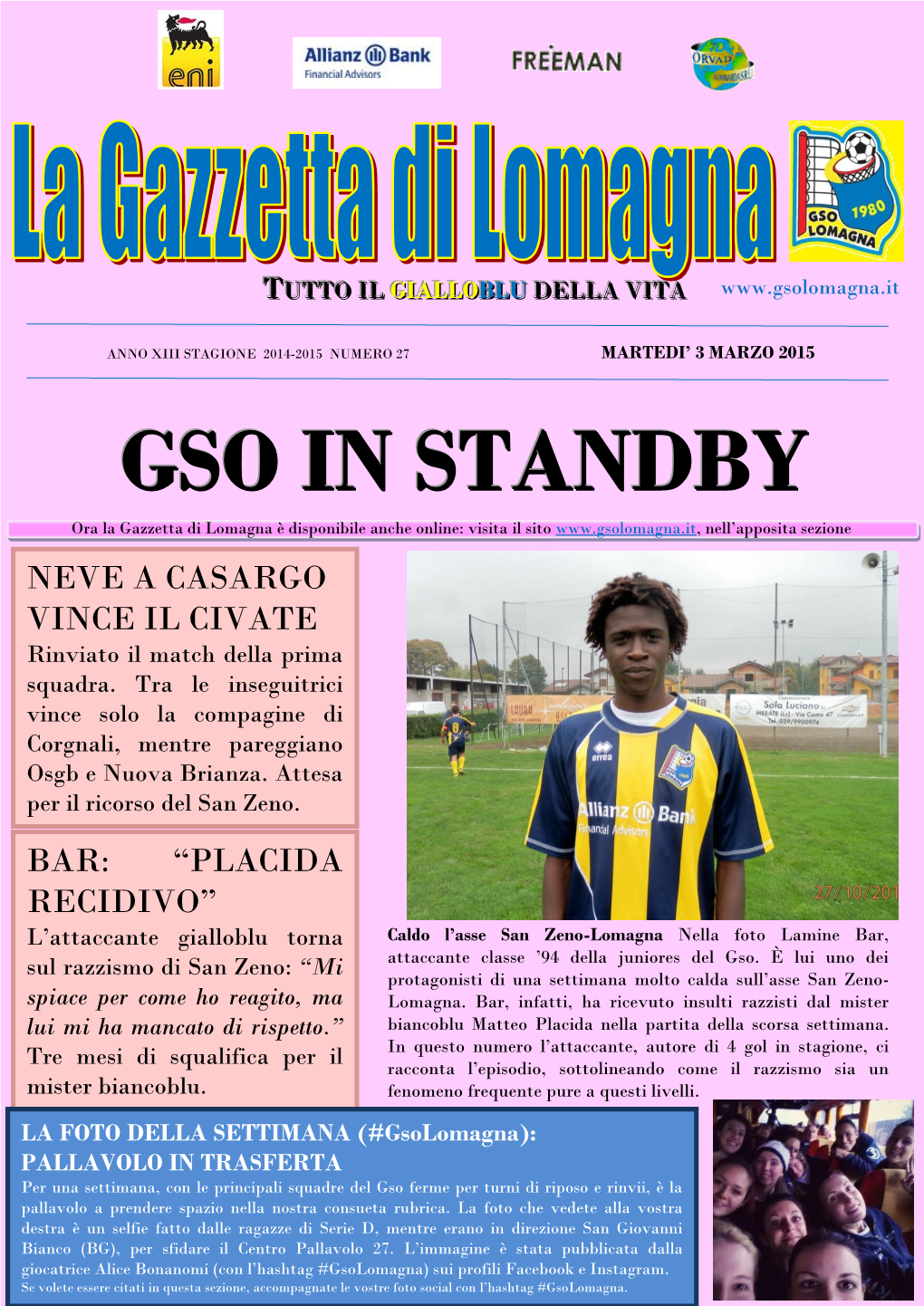 La Gazzetta Di Lomagna 3 03 15