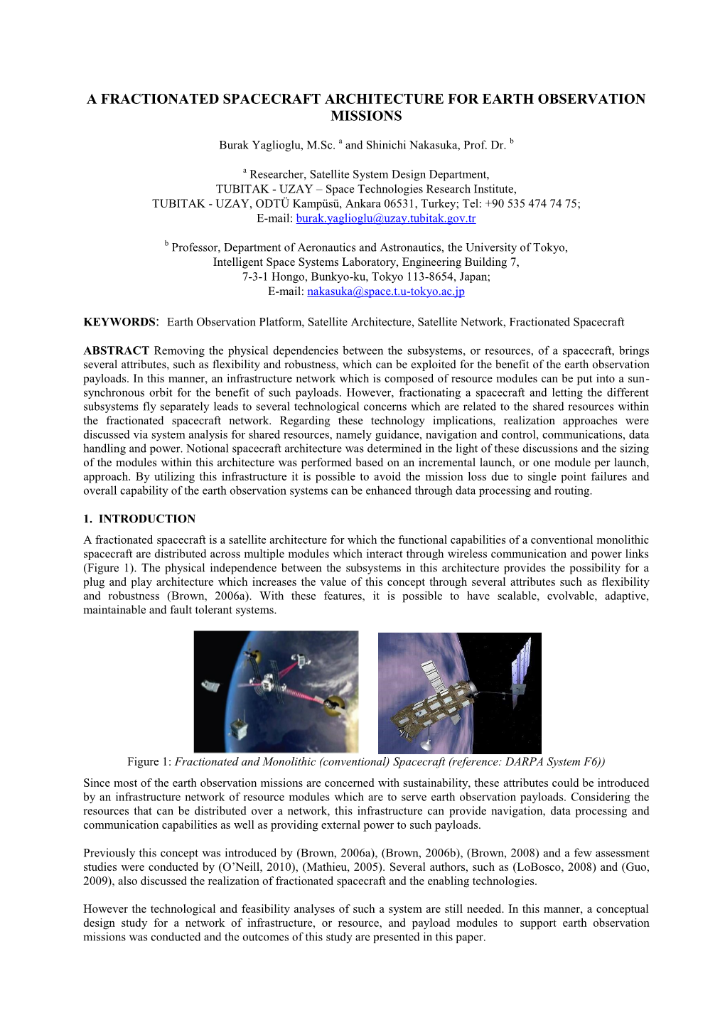 A Fractionated Spacecraft Architecture for Earth Observation Missions