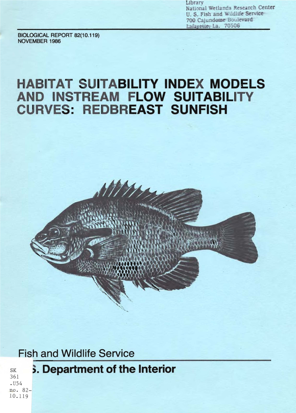 Habitat Uitability Index Models and Instream Flow Suitability Curve : Redbreast Sunfish