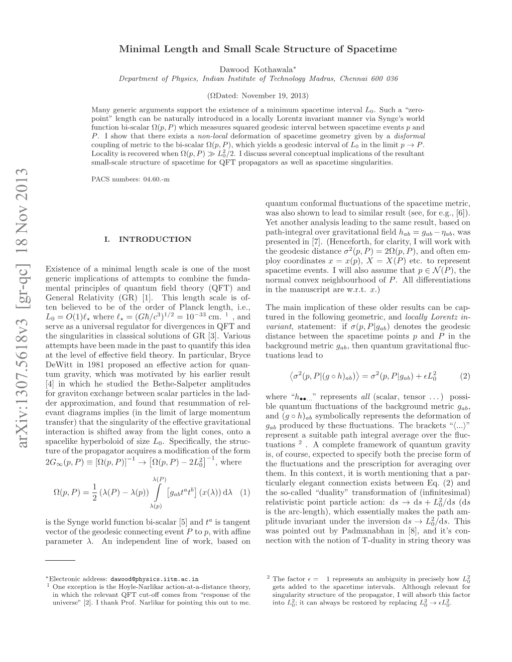 Minimal Length and Small Scale Structure of Spacetime