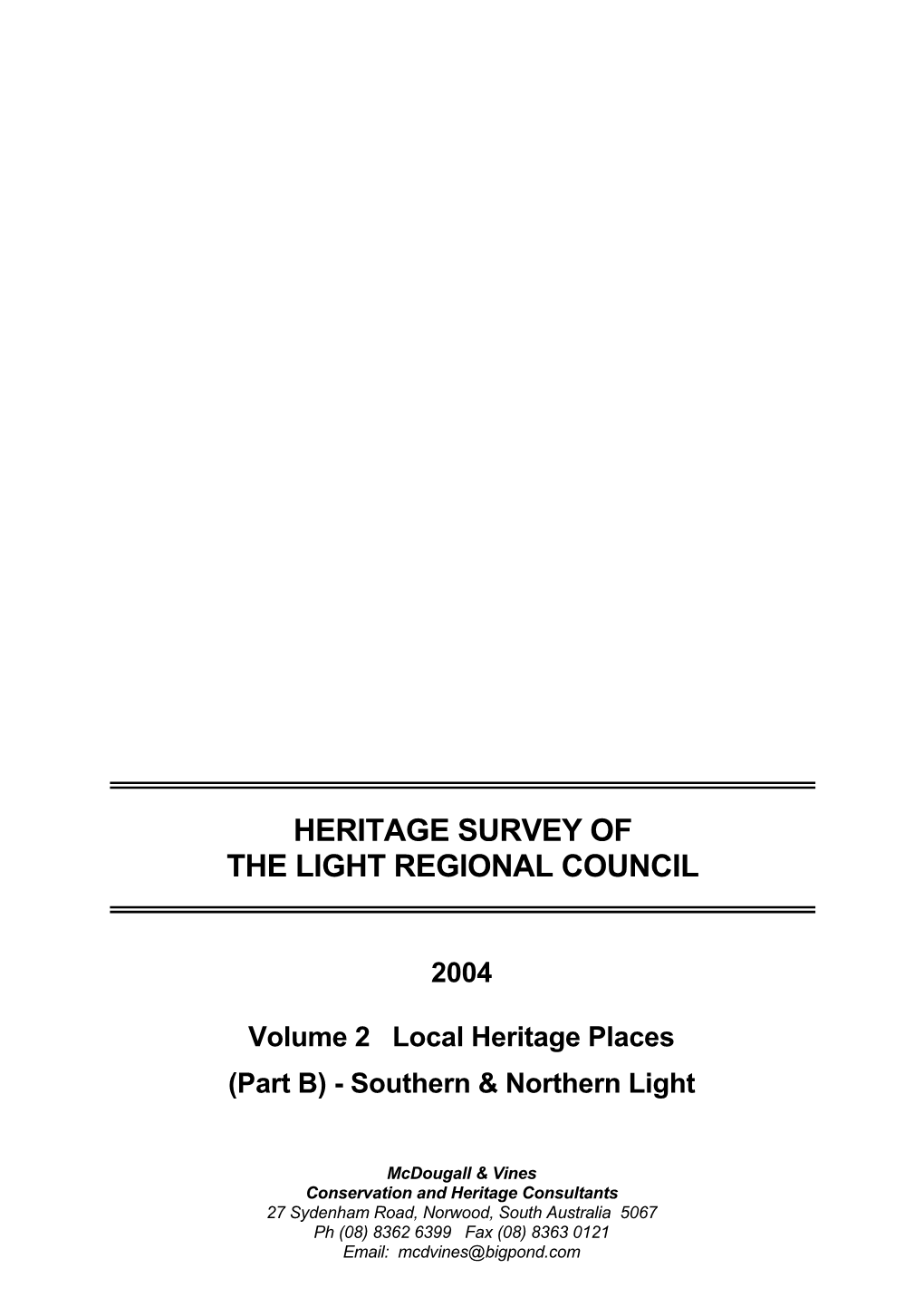 Heritage Survey of the Light Regional Council