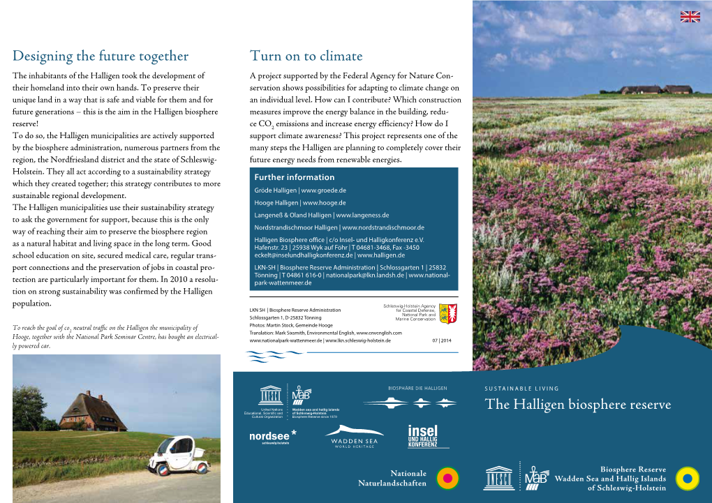 The Halligen Biosphere Reserve Designing the Future Together Turn on to Climate