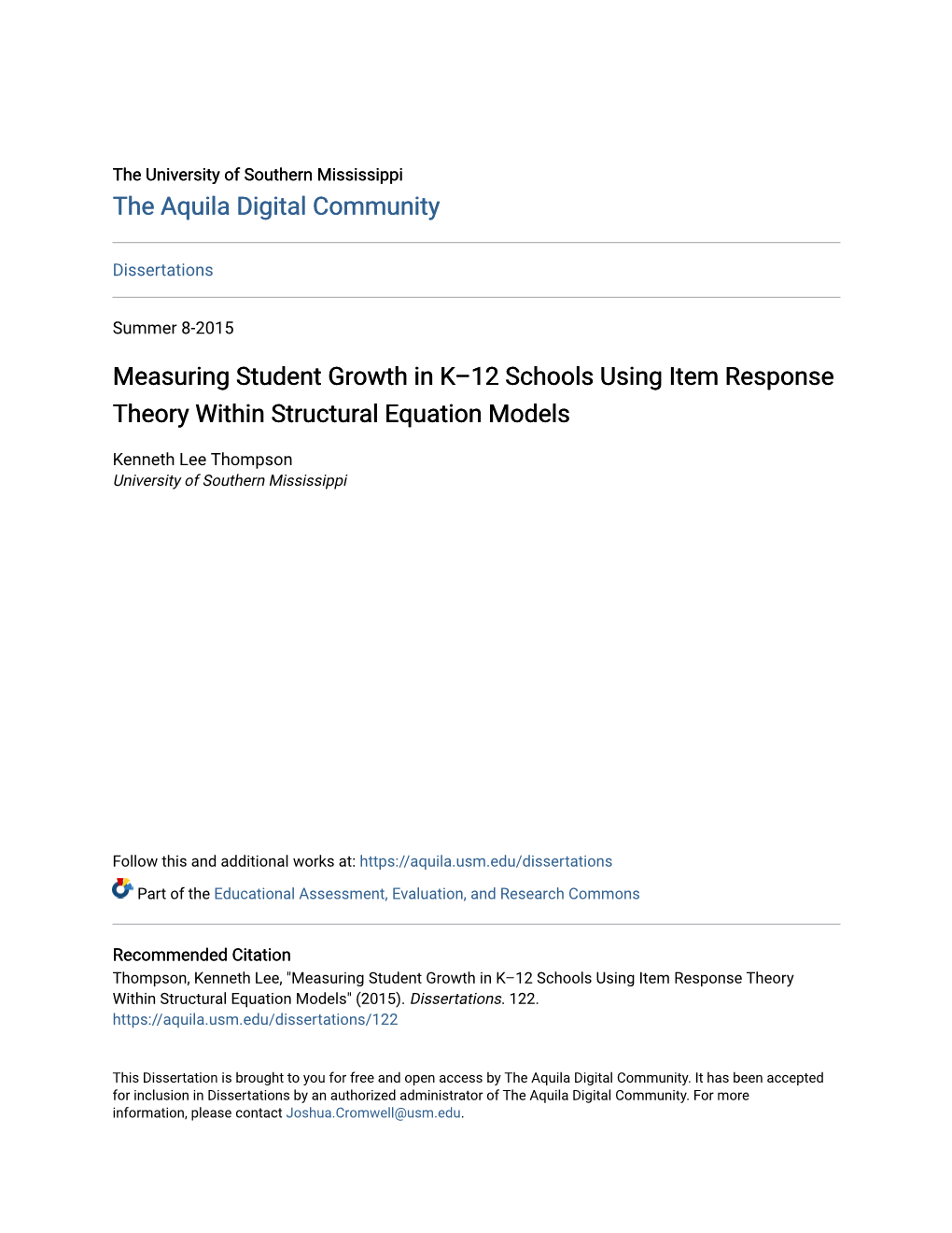 Measuring Student Growth in K–12 Schools Using Item Response Theory Within Structural Equation Models