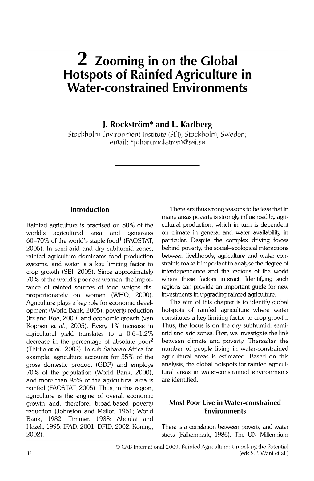 2 Zooming in on the Global Hotspots of Rainfed Agriculture in Water-Constrained Environments