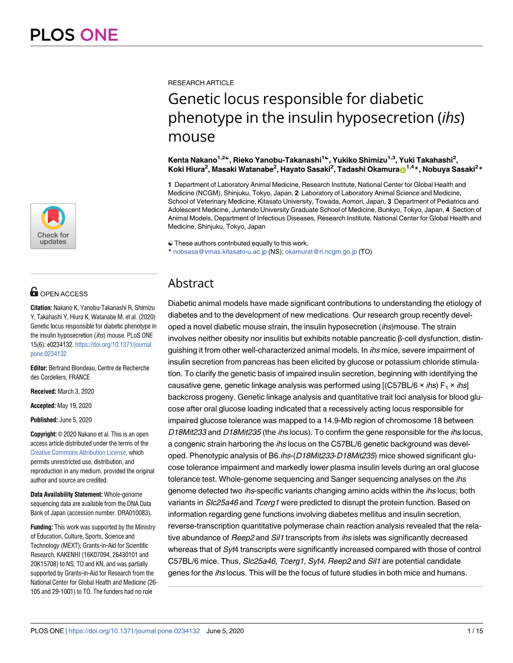 Genetic Locus Responsible for Diabetic Phenotype in the Insulin Hyposecretion (Ihs) Mouse