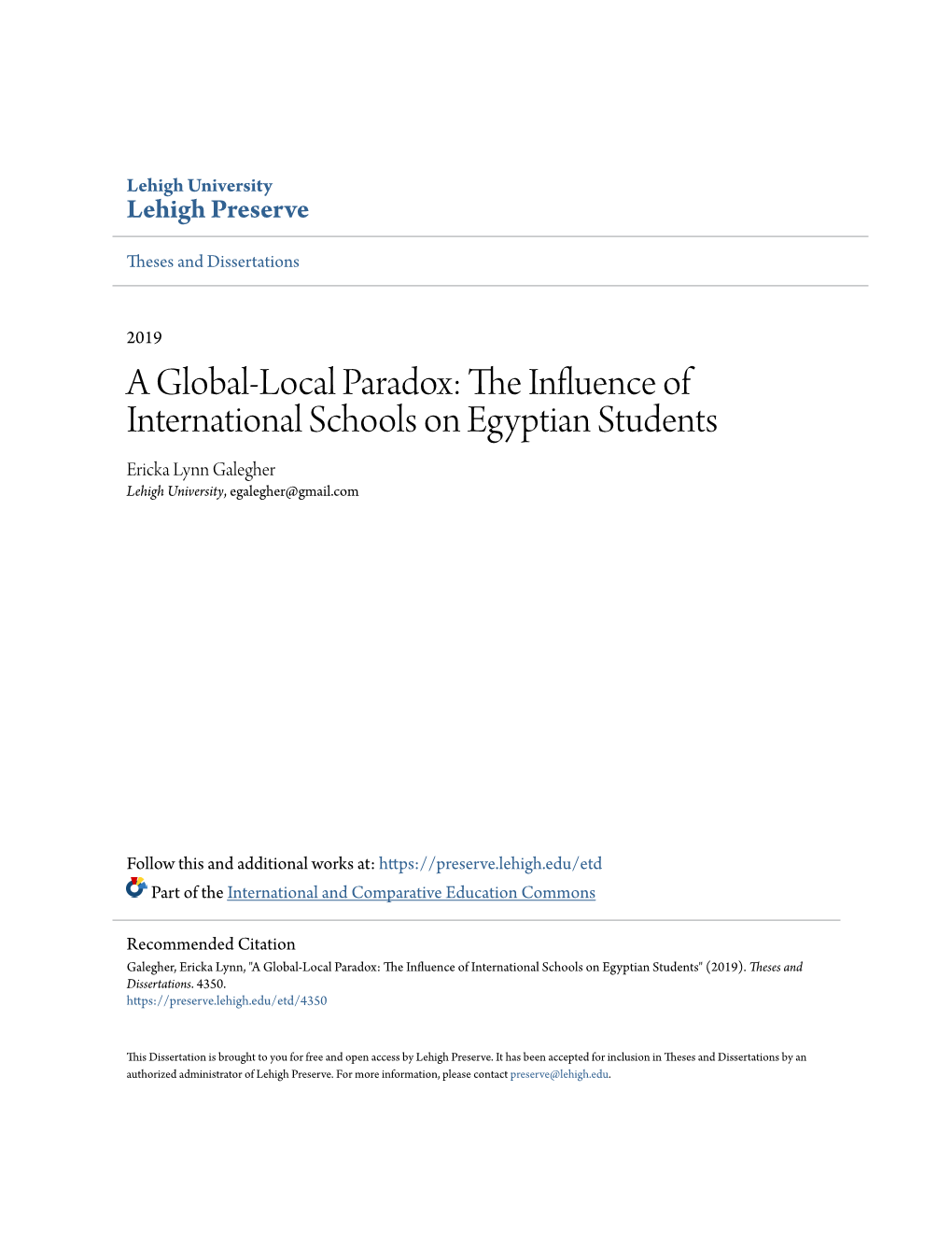 The Influence of International Schools on Egyptian Students