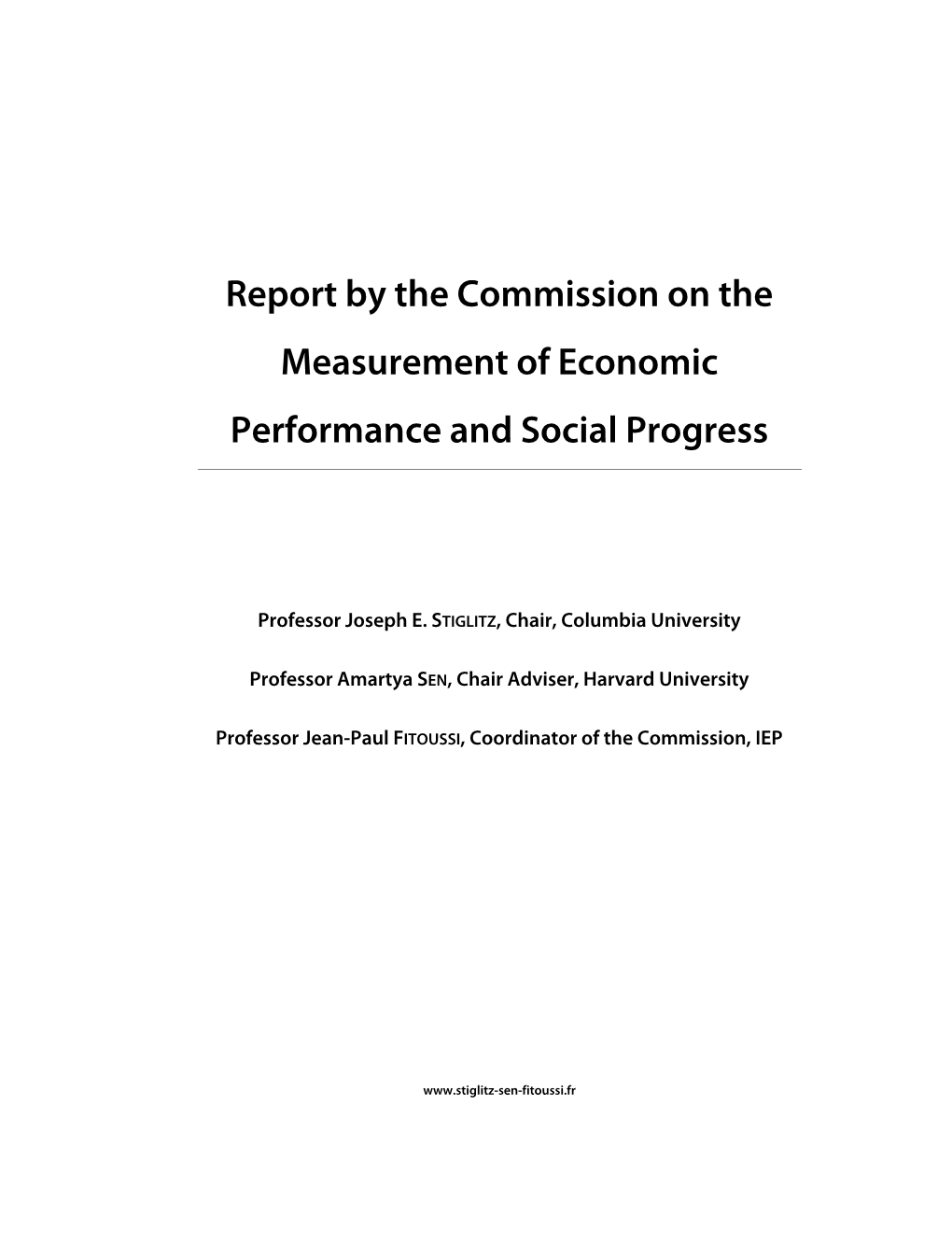 Report by the Commission on the Measurement of Economic Performance and Social Progress