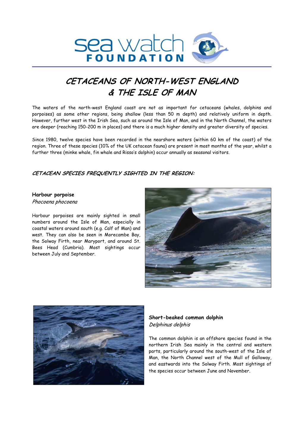 Cetaceans of North-West England & the Isle of Man