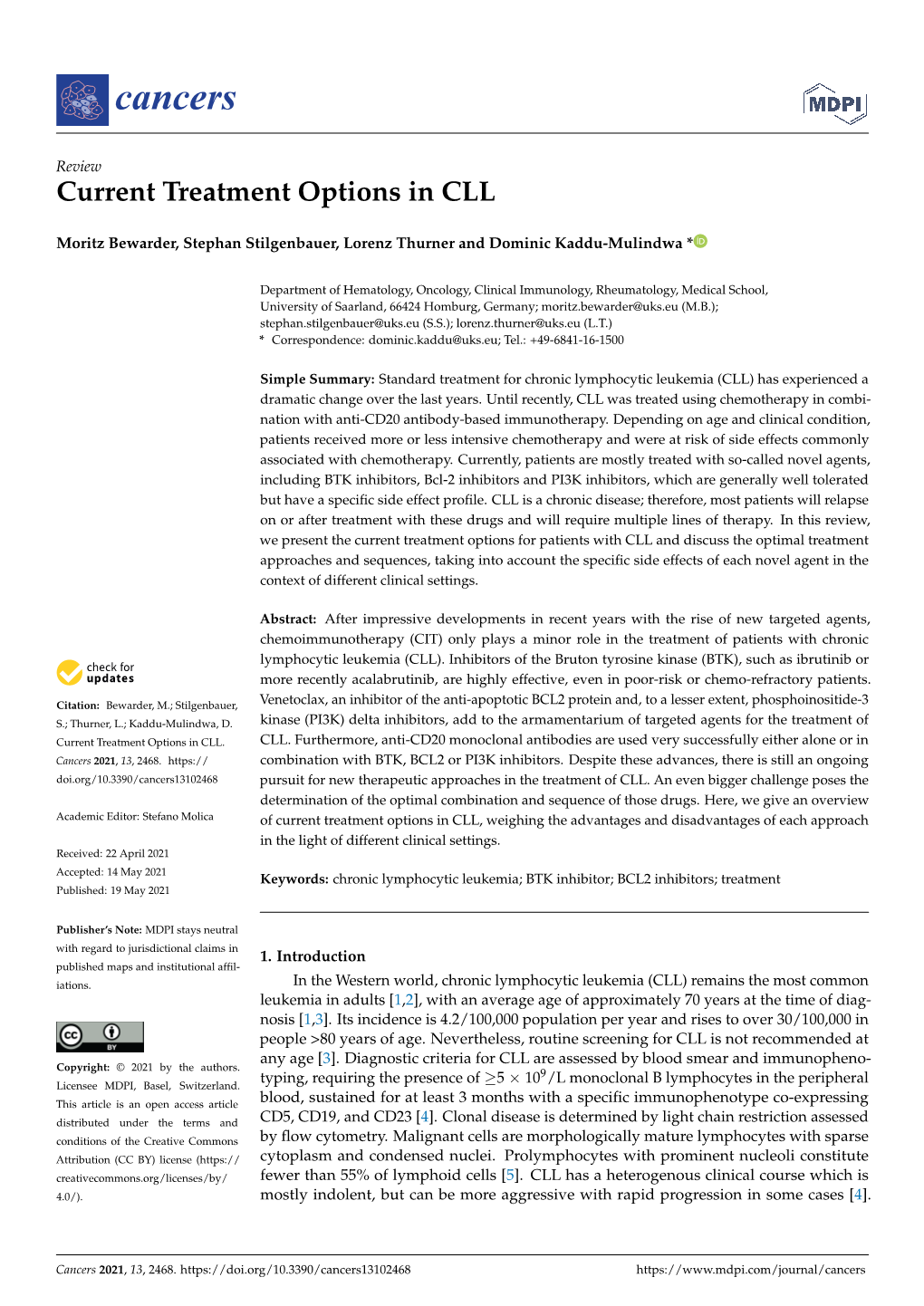 Current Treatment Options in CLL