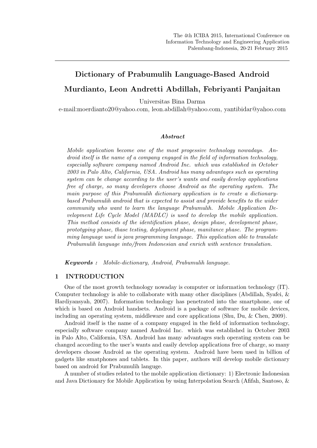 Dictionary of Prabumulih Language-Based Android