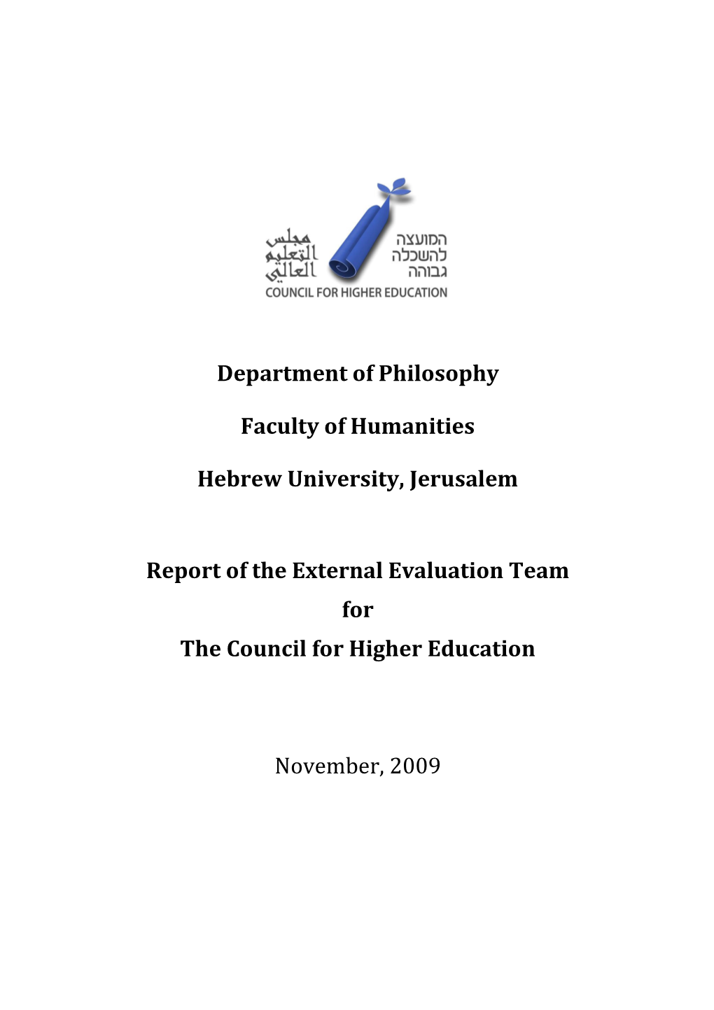 Department of Philosophy Faculty of Humanities Hebrew University