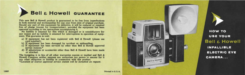 Bell & Howell GUARANTEE