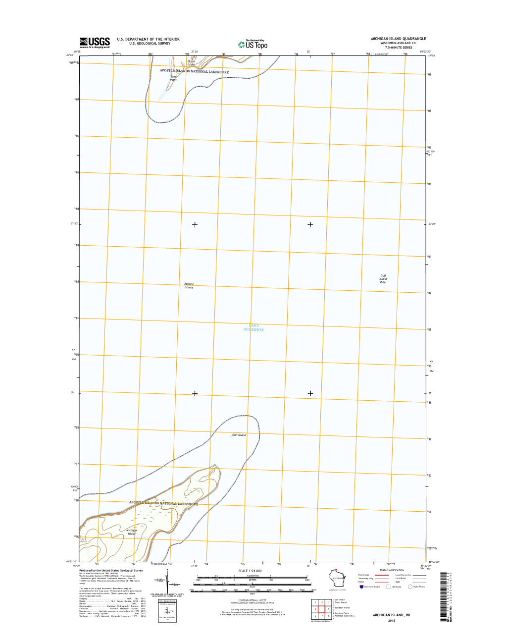 USGS 7.5-Minute Image Map for Michigan Island, Wisconsin