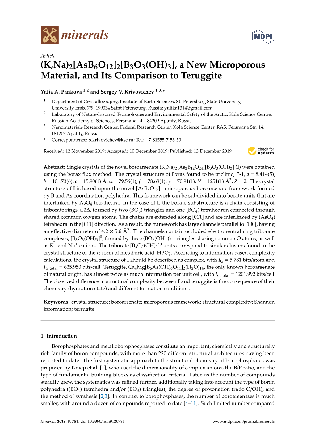 (K, Na) 2 [Asb6o12] 2 [B3O3 (OH) 3], a New Microporous Material, and Its