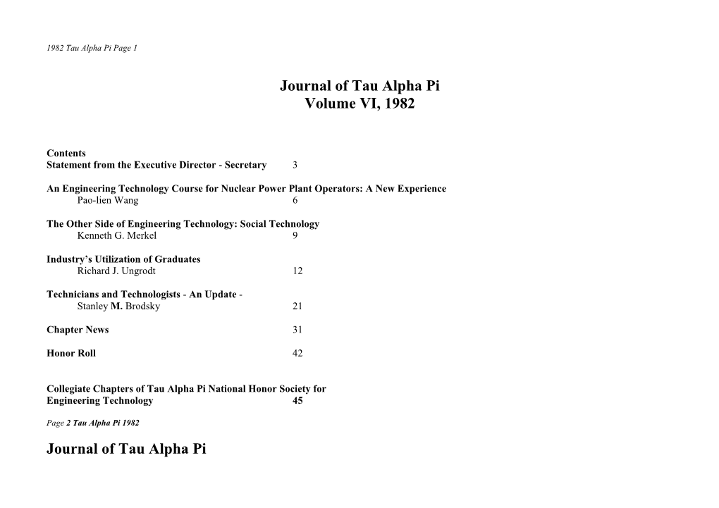 1982 Tau Alpha Pi Page 1