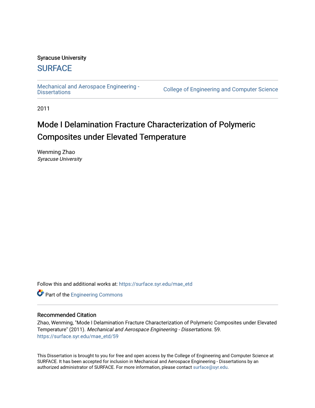 Mode I Delamination Fracture Characterization of Polymeric Composites Under Elevated Temperature