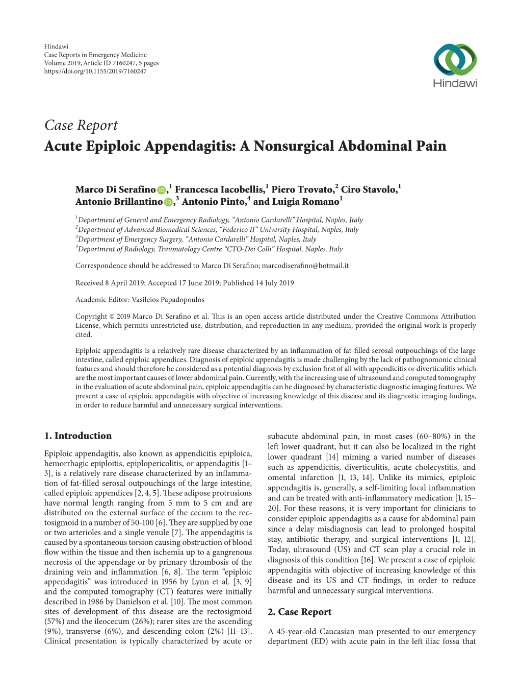 Acute Epiploic Appendagitis: a Nonsurgical Abdominal Pain