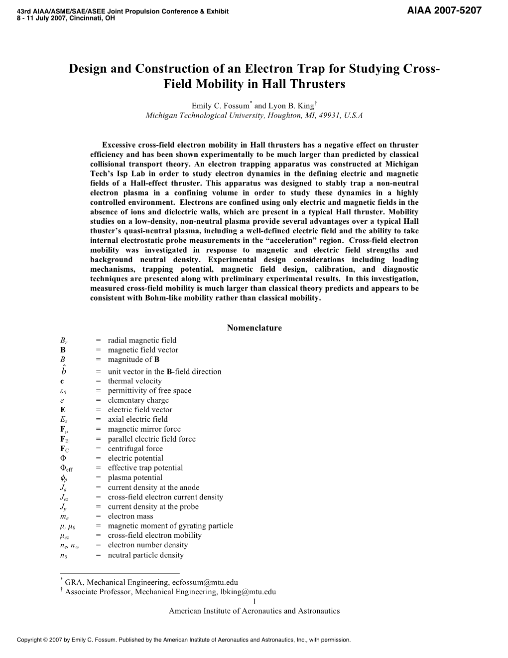 Studies of a Pure Electron Plasma to Investigate Cross Field Mobility in Hall Thrusters