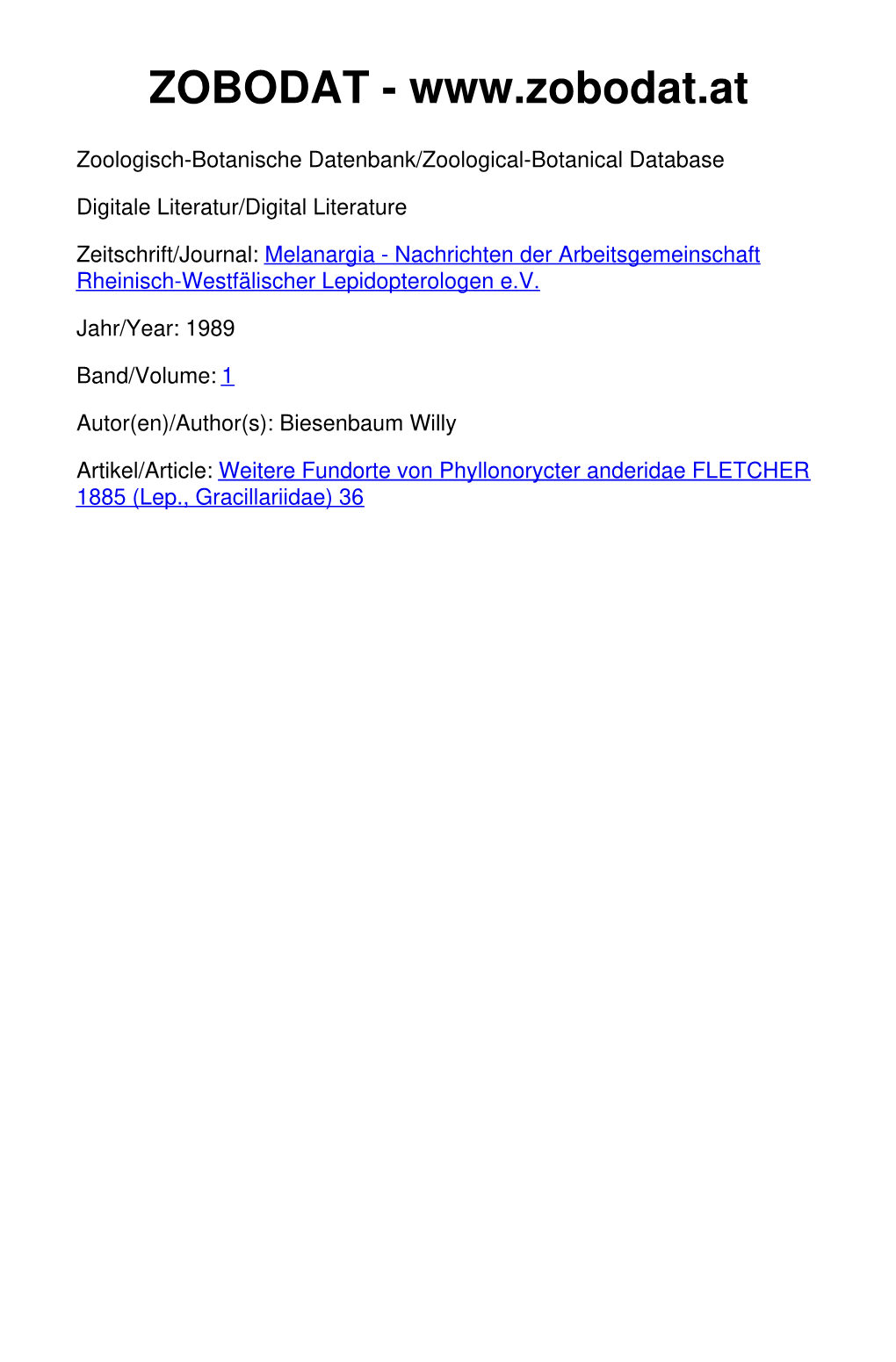 Lep., Gracillariidae) 36 37.) Weitere Fundorte Von Phyllonorycter Anderidae FLETCHER 1885 (Lep., Gracillariidae)