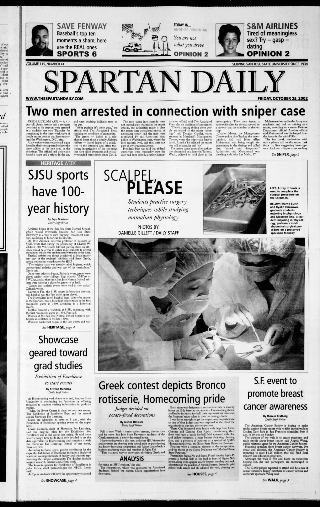 Spartan Daily, October 25, 2002