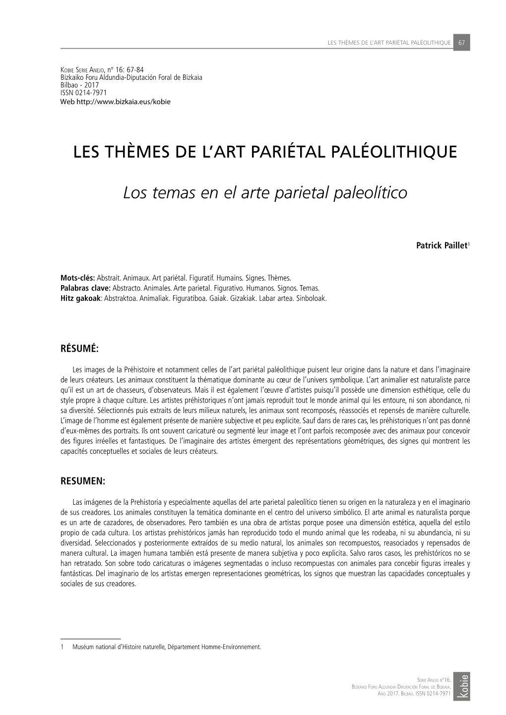 Les Thèmes De L'art Pariétal Paléolithique