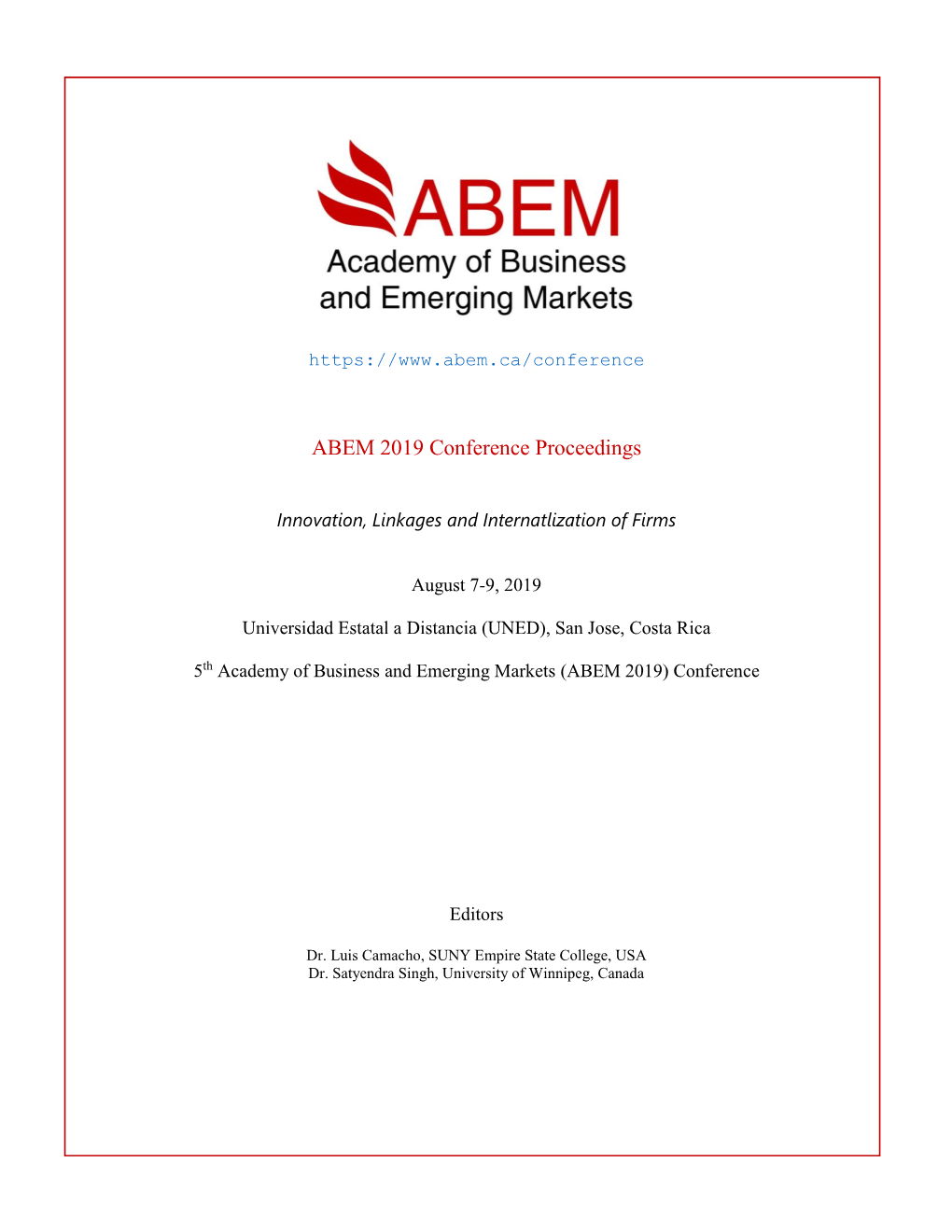 ABEM 2019 Conference Proceedings