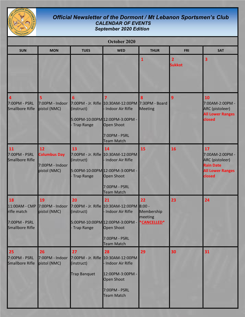 Official Newsletter of the Dormont / Mt Lebanon Sportsmen's Club