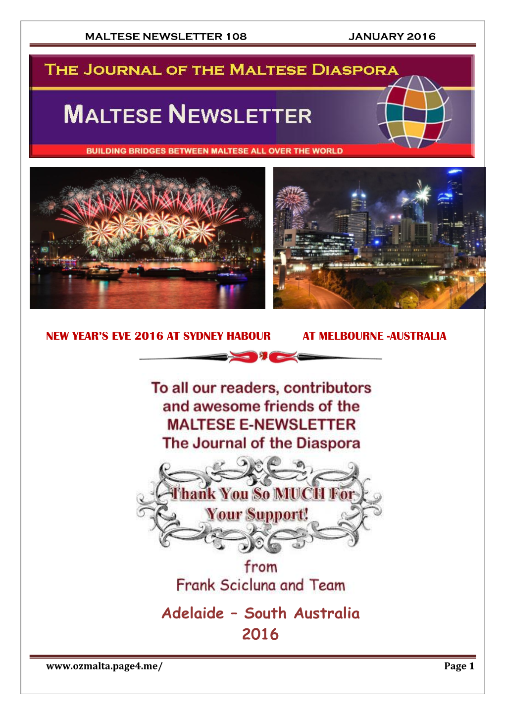 Newsletter 108 January 2016