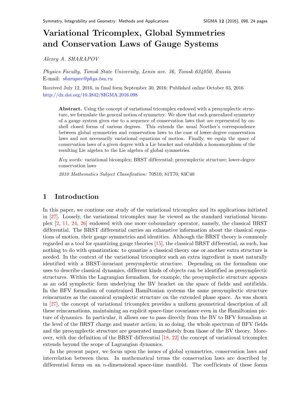 Variational Tricomplex, Global Symmetries and Conservation Laws of Gauge Systems