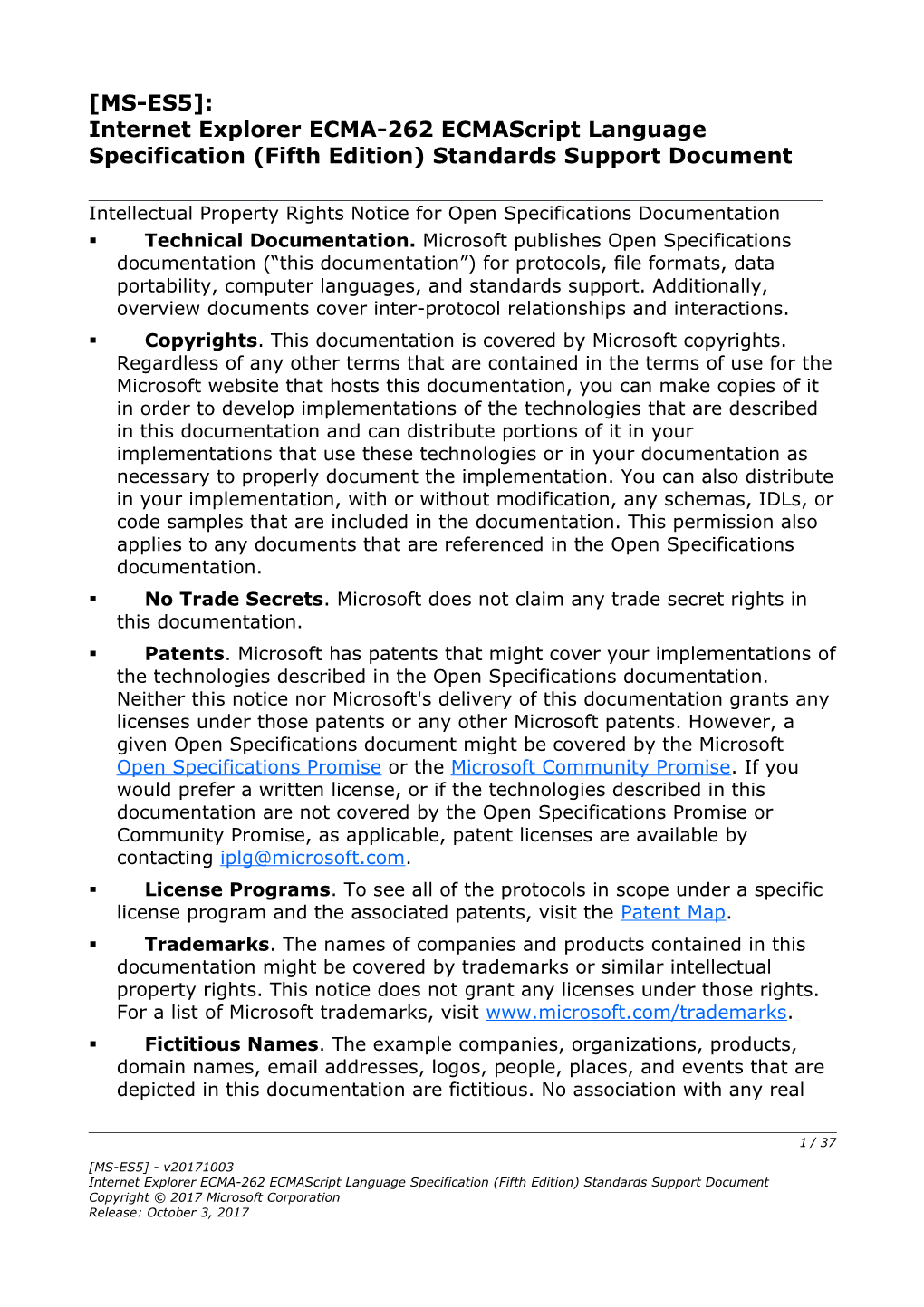 Internet Explorer ECMA-262 Ecmascript Language Specification (Fifth Edition) Standards