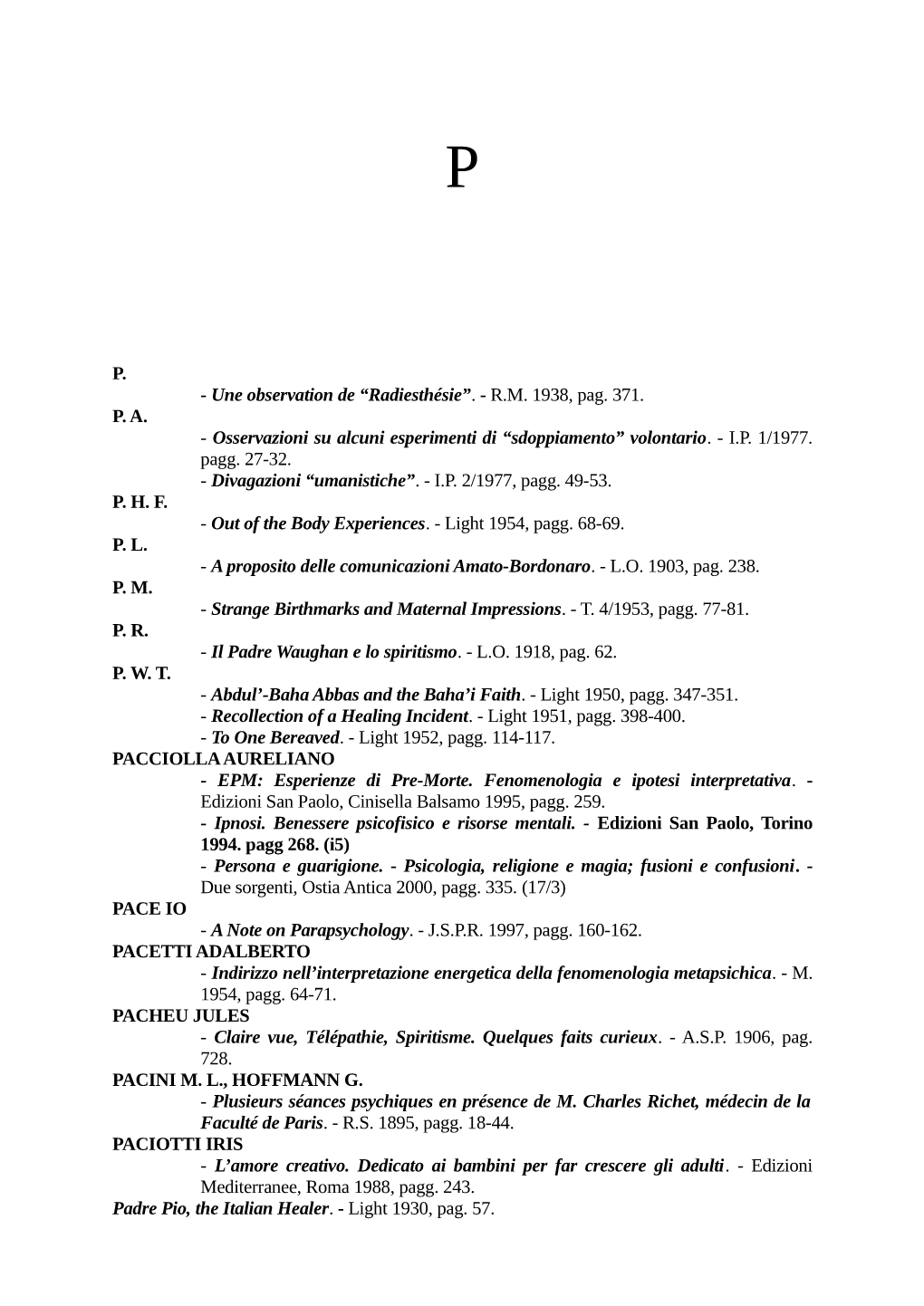 P. - Une Observation De “Radiesthésie”