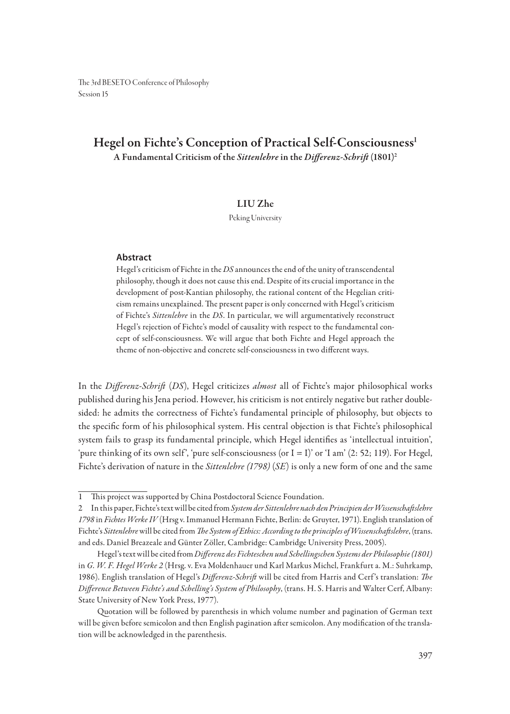 Hegel on Fichte's Conception of Practical Self-Consciousness1
