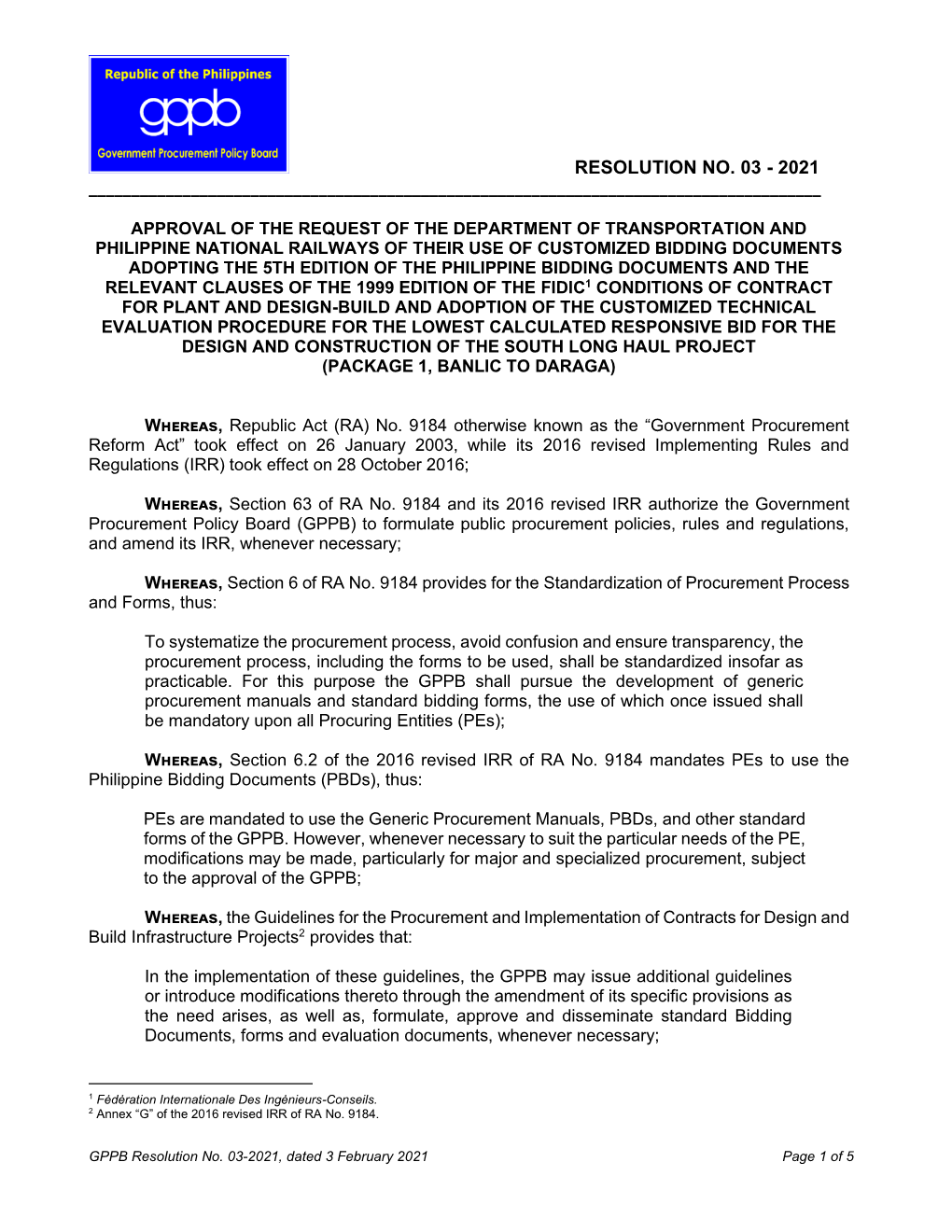 GPPB Resolution No. 03-2021