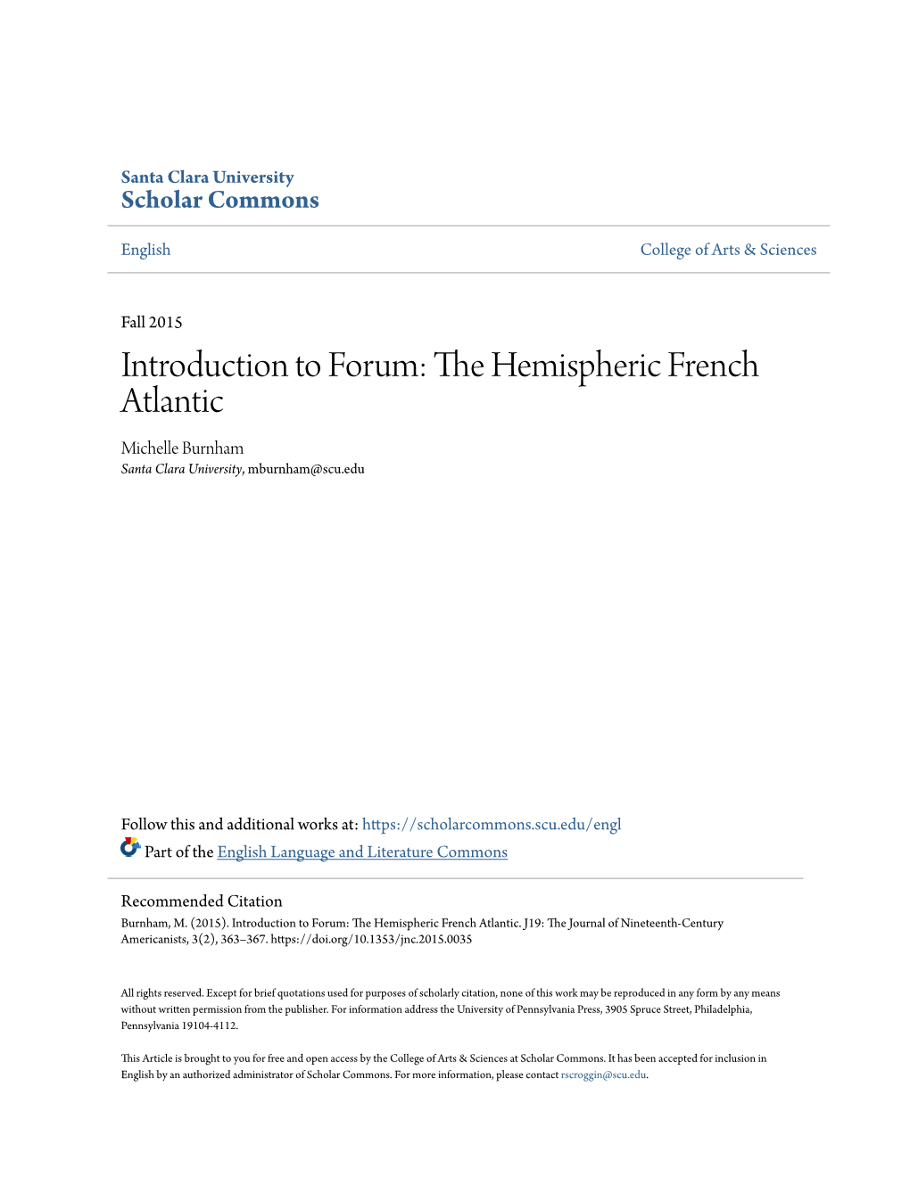 The Hemispheric French Atlantic