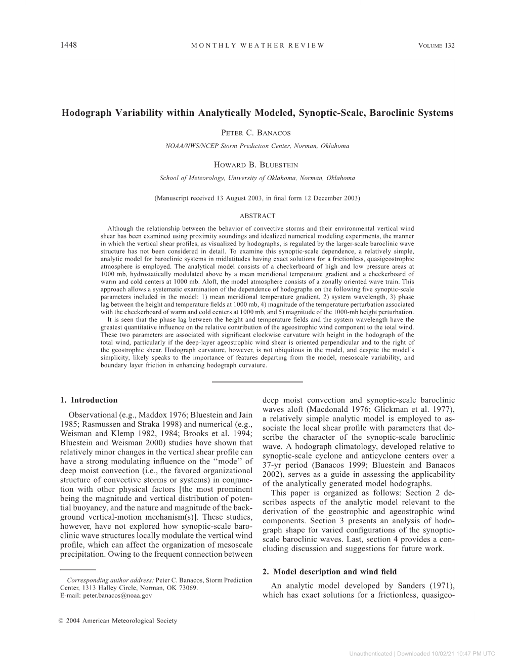 Hodograph Variability Within Analytically Modeled, Synoptic-Scale, Baroclinic Systems
