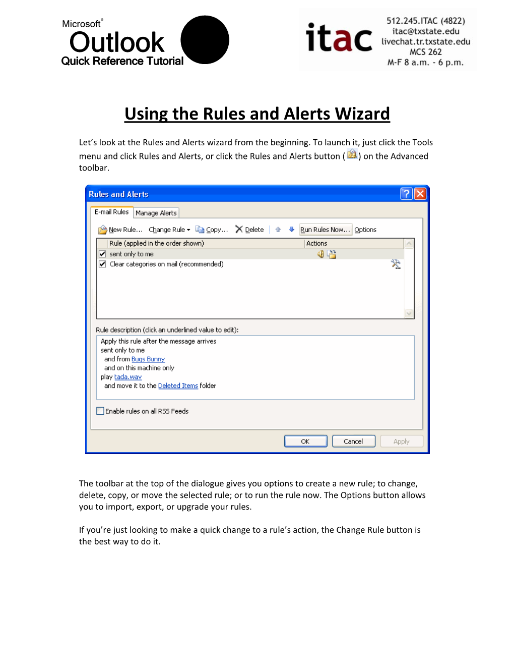 Outlook Email Rules and Alerts