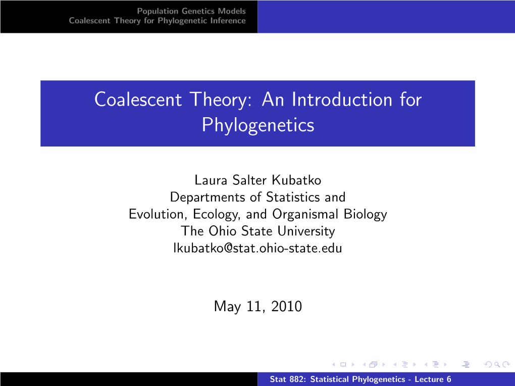 Coalescent Theory for Phylogenetic Inference