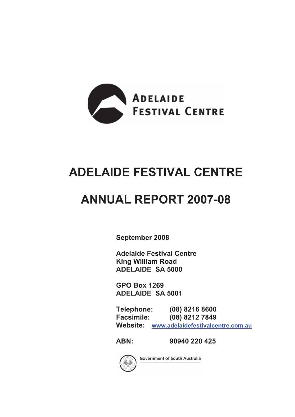 Adelaide Festival Centre Annual Report 2007-08