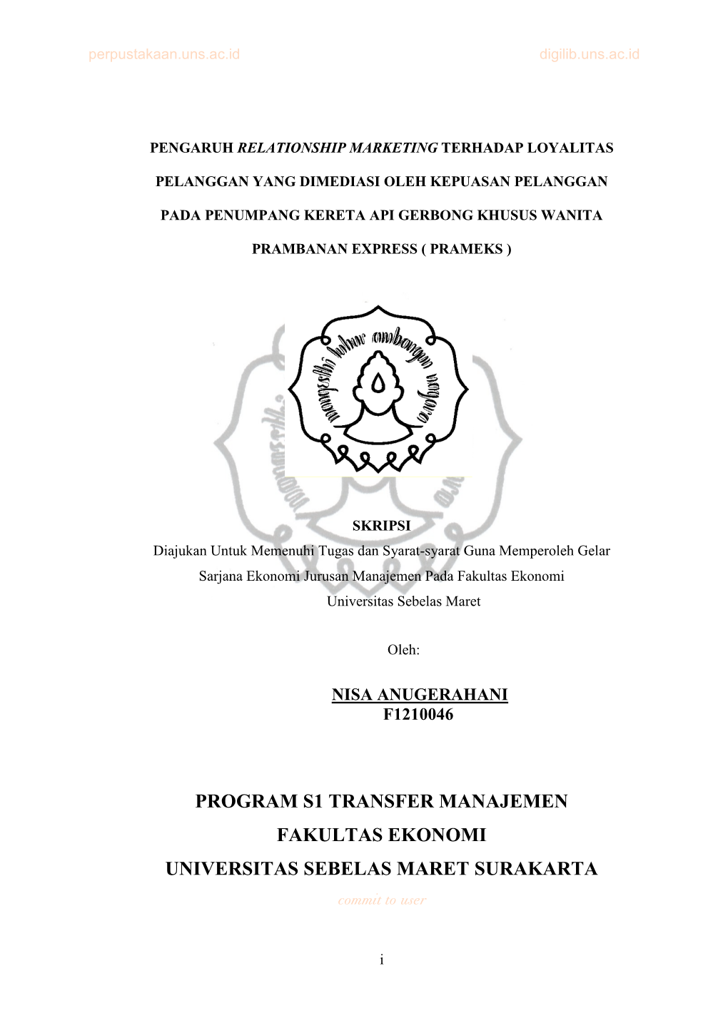 Program S1 Transfer Manajemen Fakultas