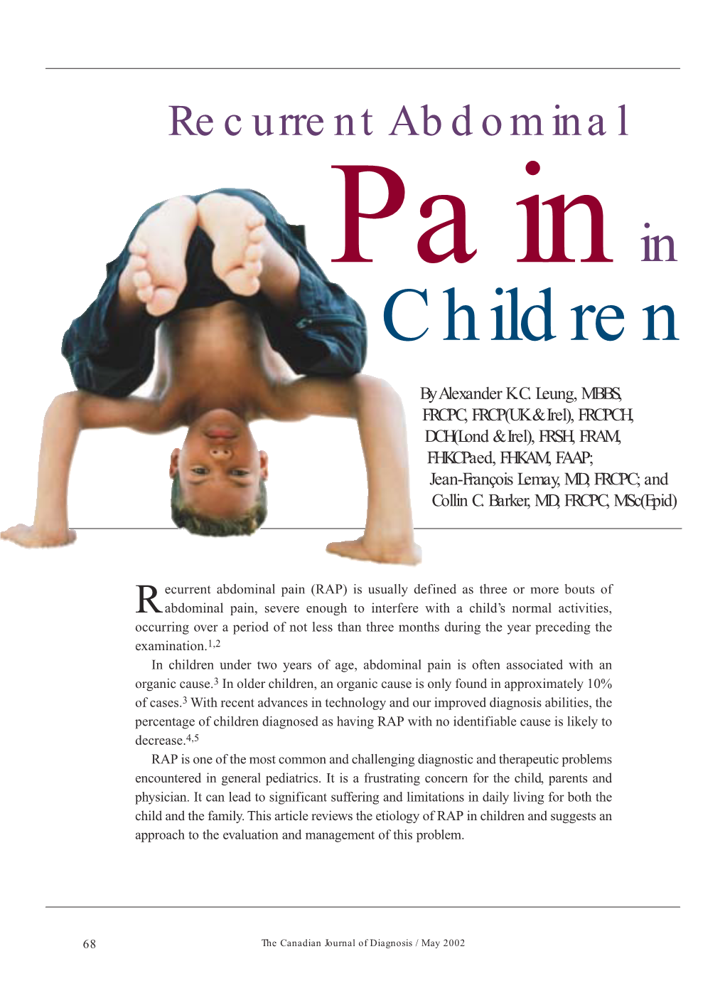 Recurrent Abdominal Pain in Children