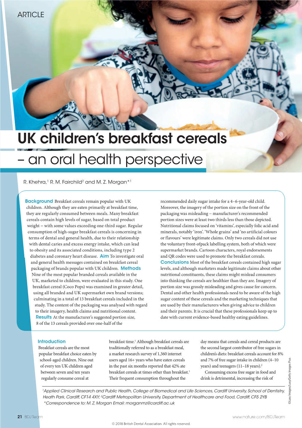 UK Children's Breakfast Cereals